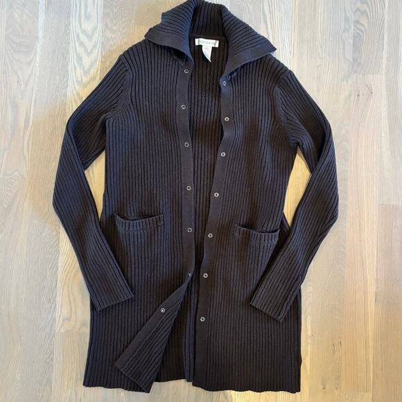 Jones New York Sweaters - VTG Y2K Jones New York Heavy Long Cardigan Sweater Duster Brown Womens Large